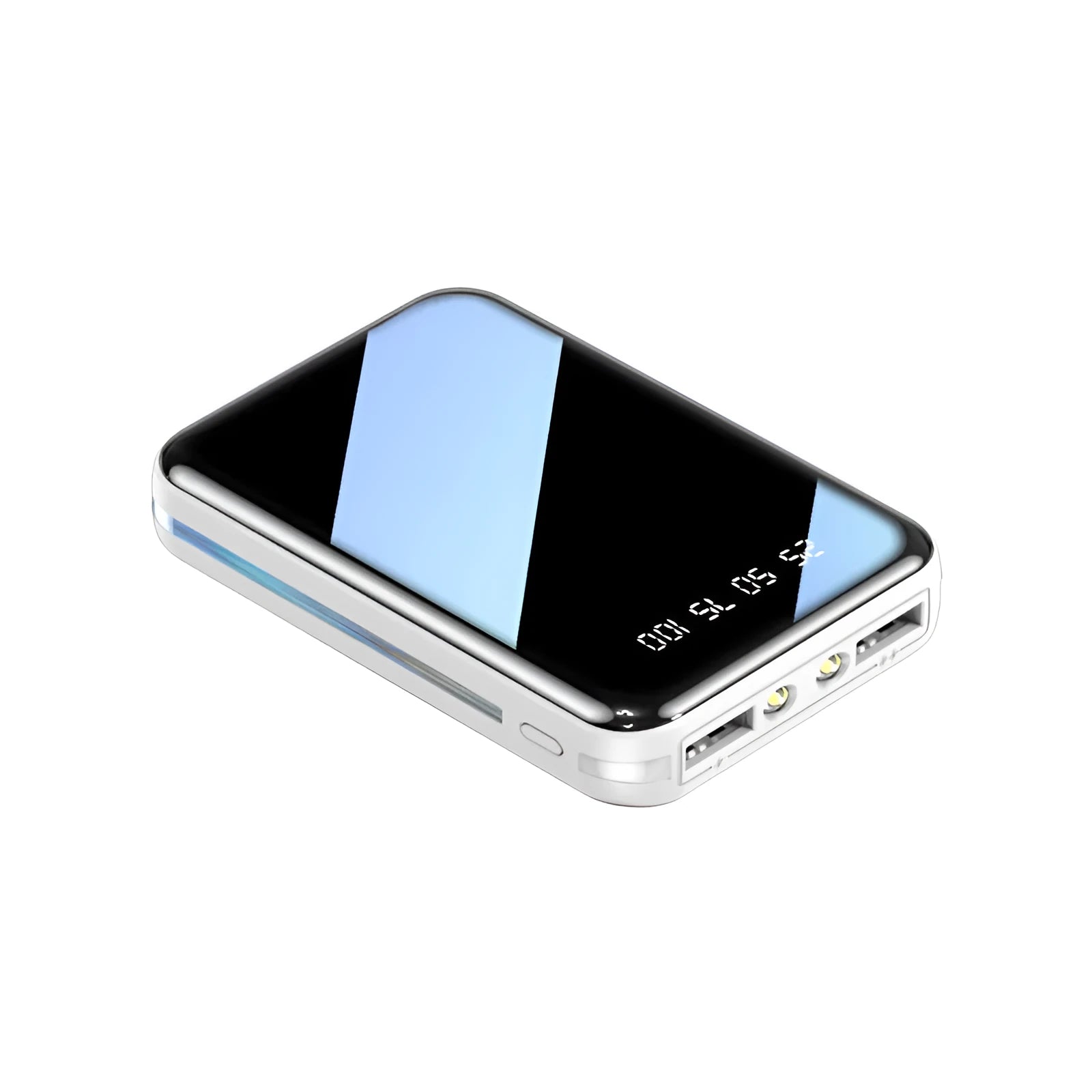 Power bank with digital display showing battery percentage, available in multiple colours and capacity options