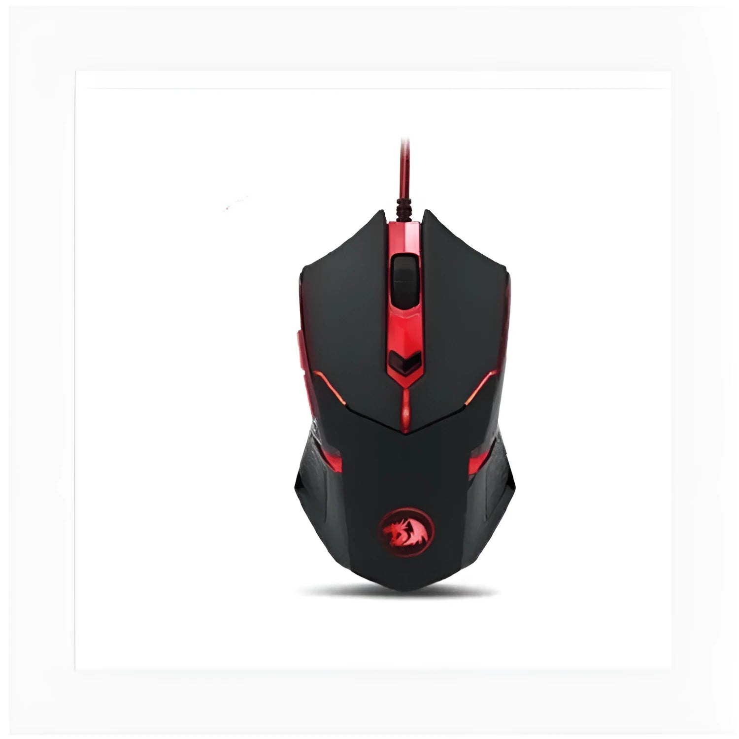 Black red wired USB gaming mouse with 2000dpi optical sensor and six buttons