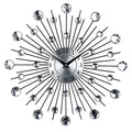 Silver round wall clock with 33cm aluminium dial and metal frame showing pointer and number display