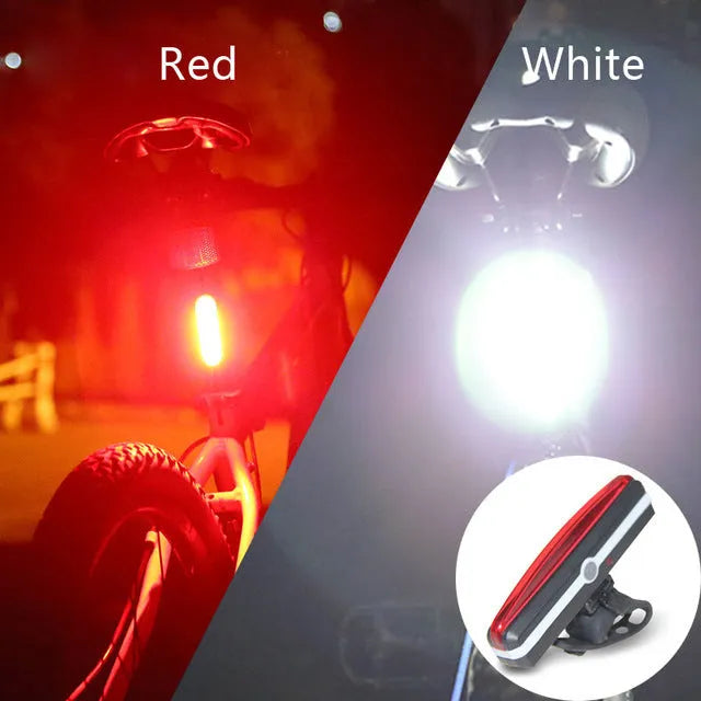 USB rechargeable COB bicycle tail light red and blue to light colour option mounted on seat tube