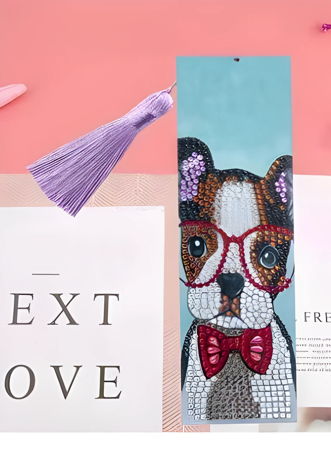 Leather diamond painting bookmark with mandala flower pattern in special-shaped diamond embroidery