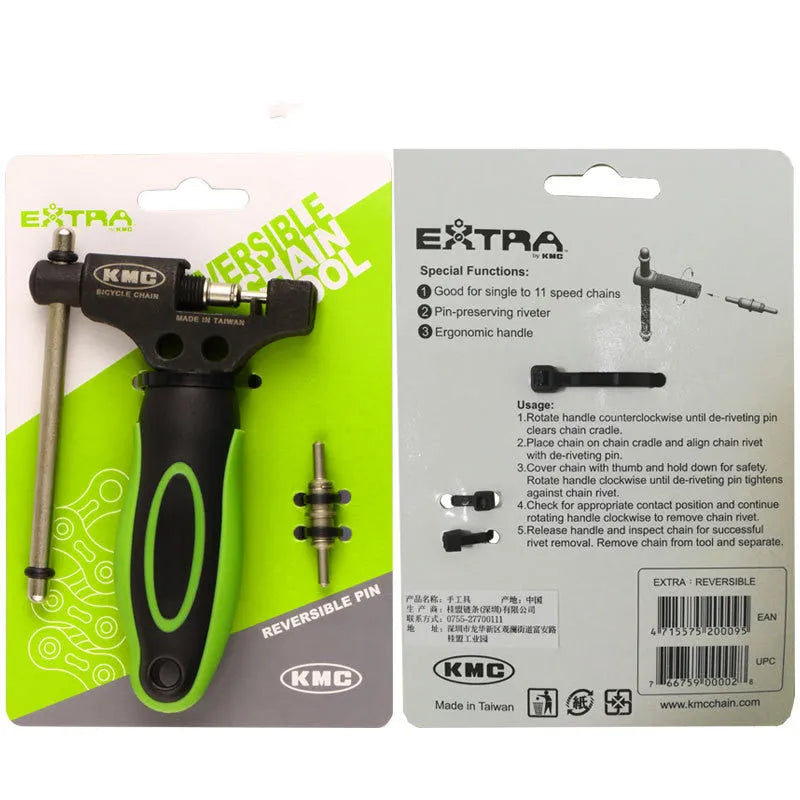 Green steel bicycle chain tool with double shaft chaining device