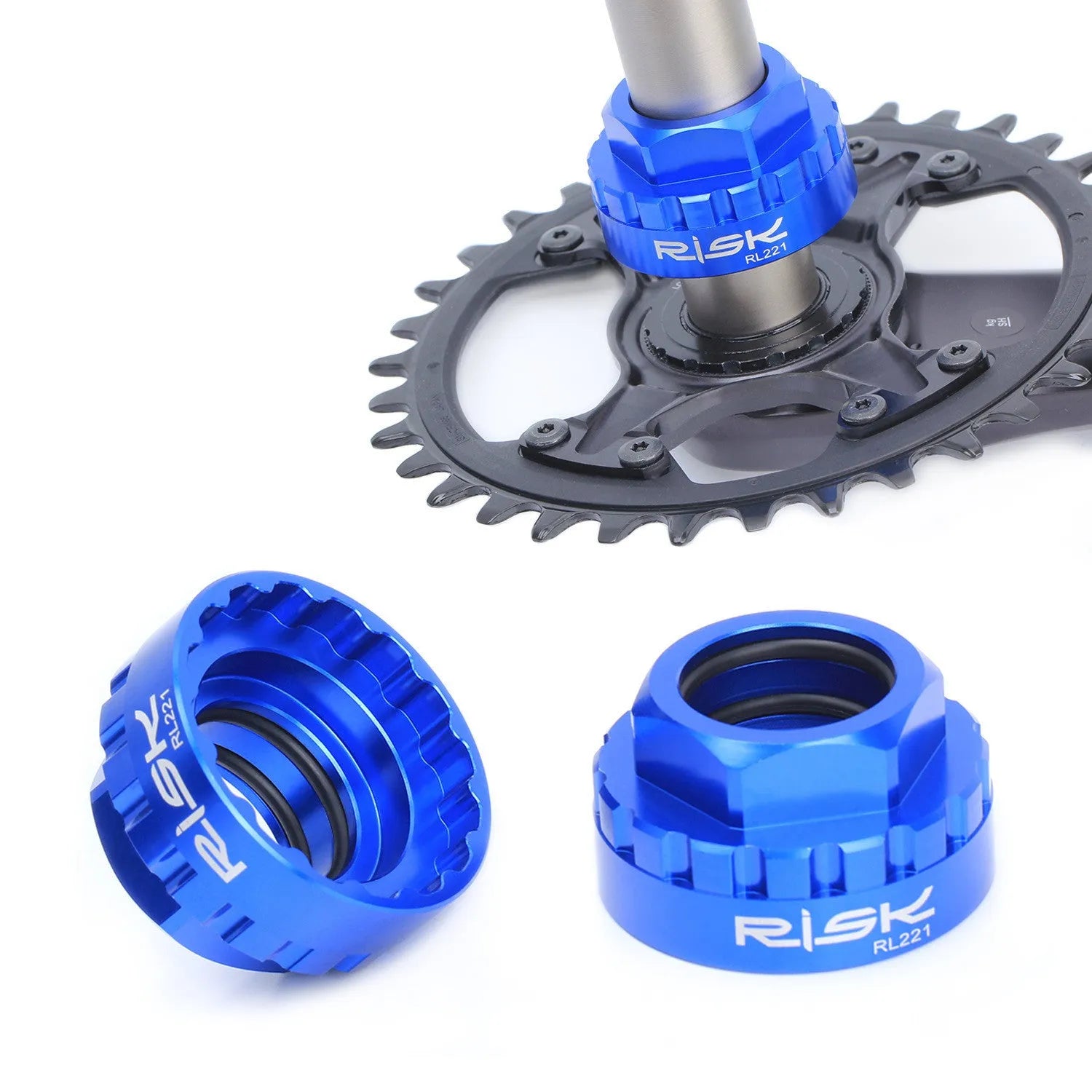 Blue aluminium bicycle disc brake removal tool for 12-speed direct mount rotors