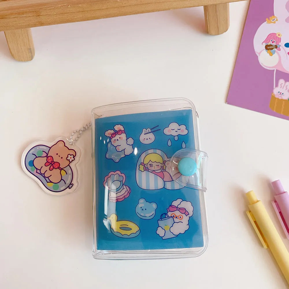 Hand ledger loose leaf refill paper pack with cute Japanese girl heart, bear, bunny, and rainbow castle designs
