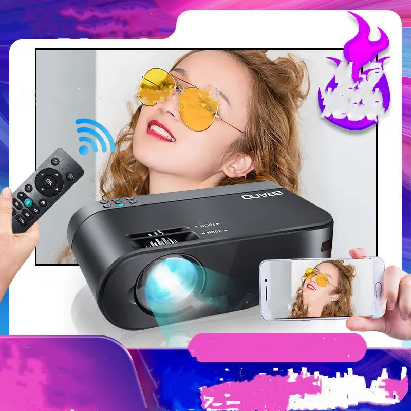Portable wireless projector with Android system and 8K lens for mobile same-screen projection