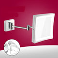 Stainless steel folding bathroom mirror lamp with 8.5 inch silver mirror for makeup application