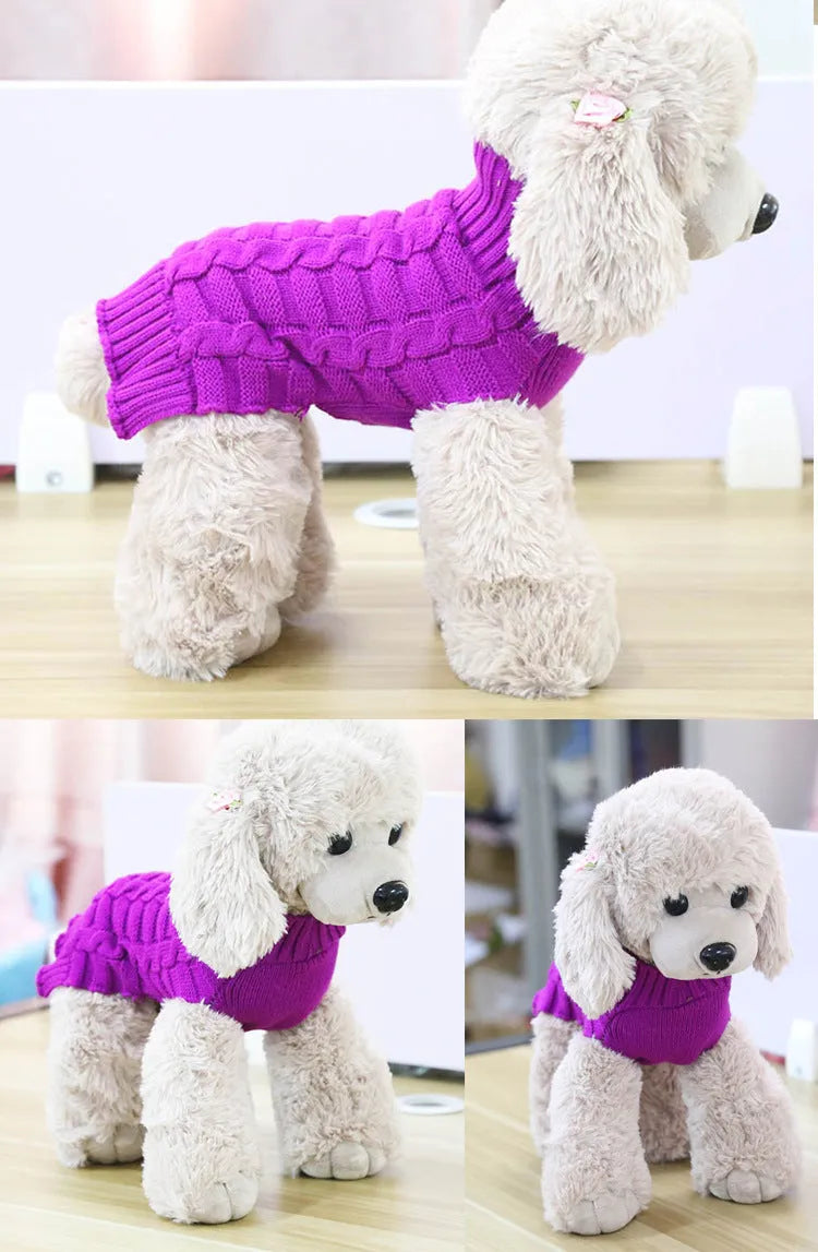Cashmere twisted rope wool dog sweater in assorted colours and sizes.