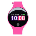 Blue smart watch bracelet with a round 37mm dial on a wrist, showing a digital display.