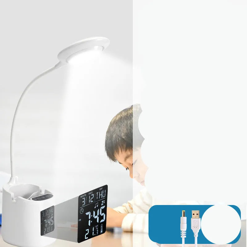 White desk lamp with touch switch and USB power input for study environments with eye protection features