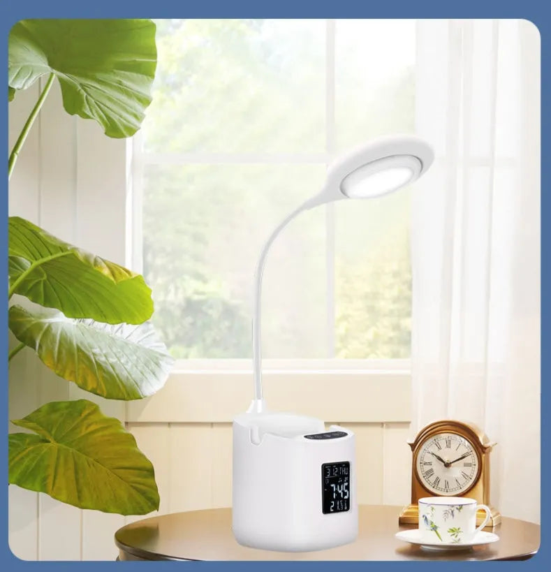 White desk lamp with touch switch and USB power input for study environments with eye protection features