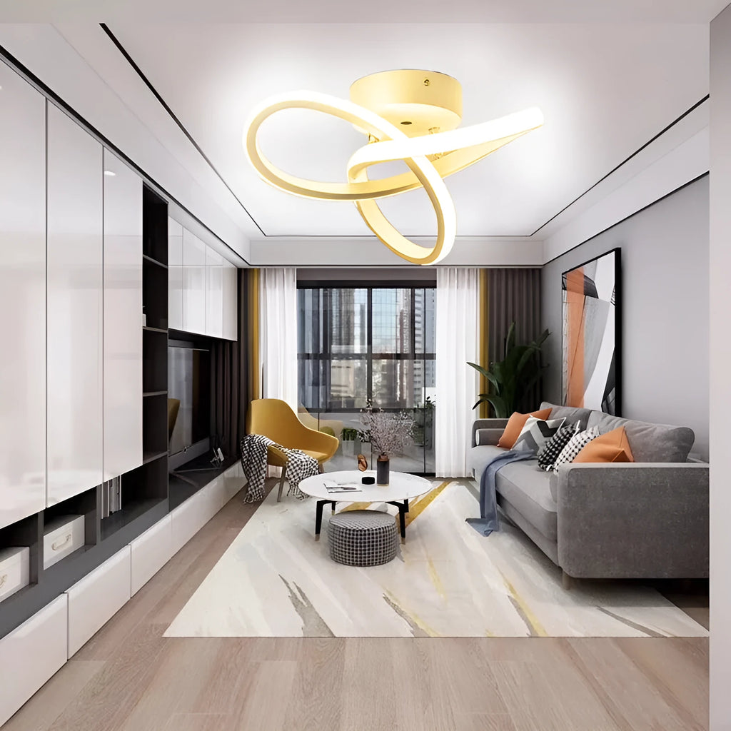Aluminium rectangular LED ceiling light with special-shaped shade in black finish