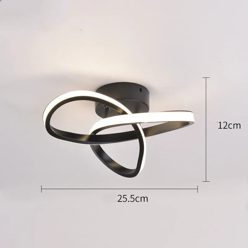 Aluminium rectangular LED ceiling light with special-shaped shade in black finish