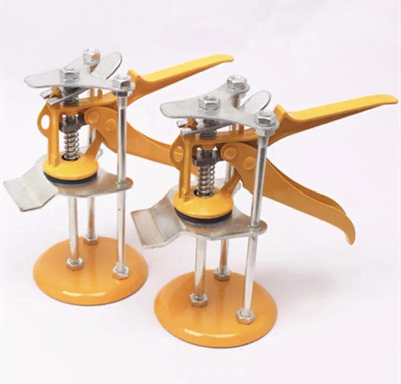 Tile raising positioner with adjustable height mechanism for concrete processing applications