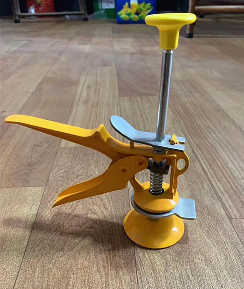 Tile raising positioner with adjustable height mechanism for concrete processing applications