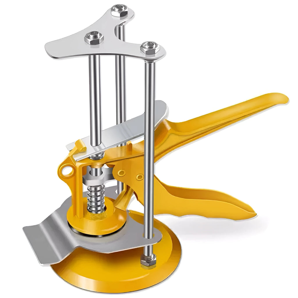 Tile raising positioner with adjustable height mechanism for concrete processing applications