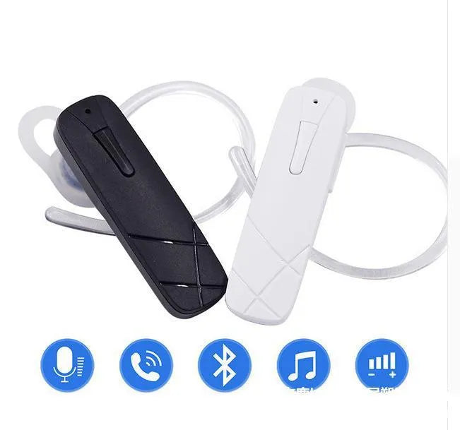 Black and white Bluetooth V4.1 wireless earphones showing earplug design.