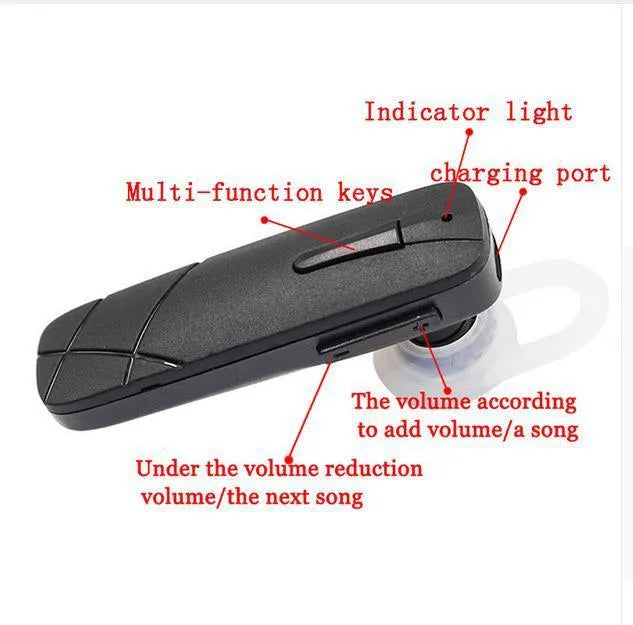 Black and white Bluetooth V4.1 wireless earphones showing earplug design.