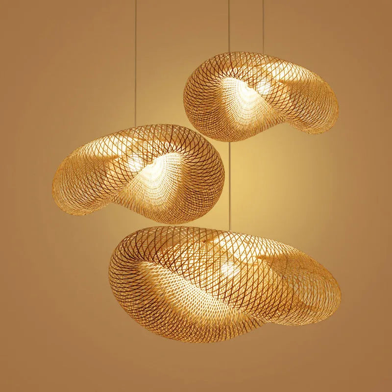 40cm diameter natural bamboo Chinese style chandelier ceiling light fixture