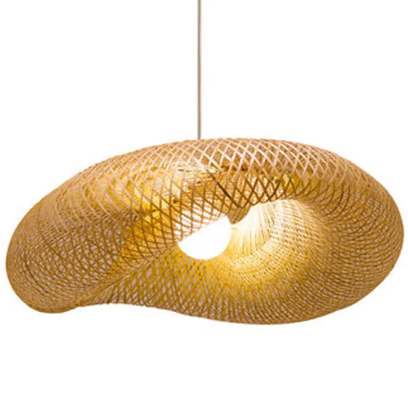 40cm diameter natural bamboo Chinese style chandelier ceiling light fixture
