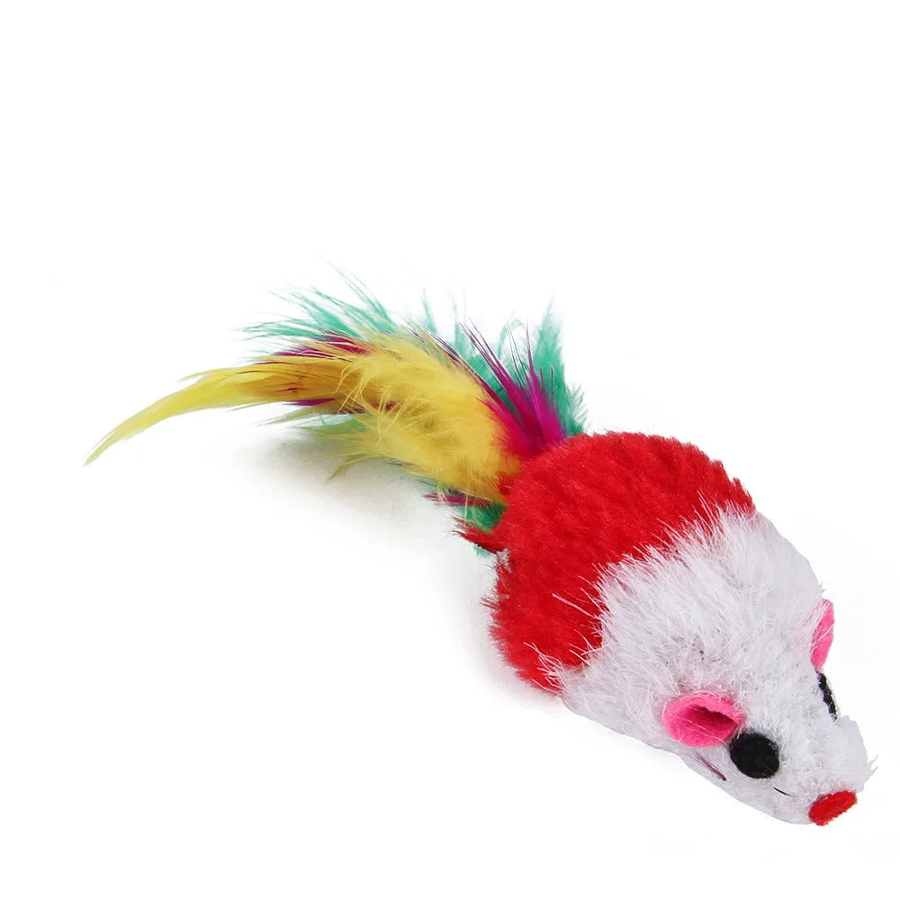 Cat channel funny stick toy with plush and feather attachments for interactive play
