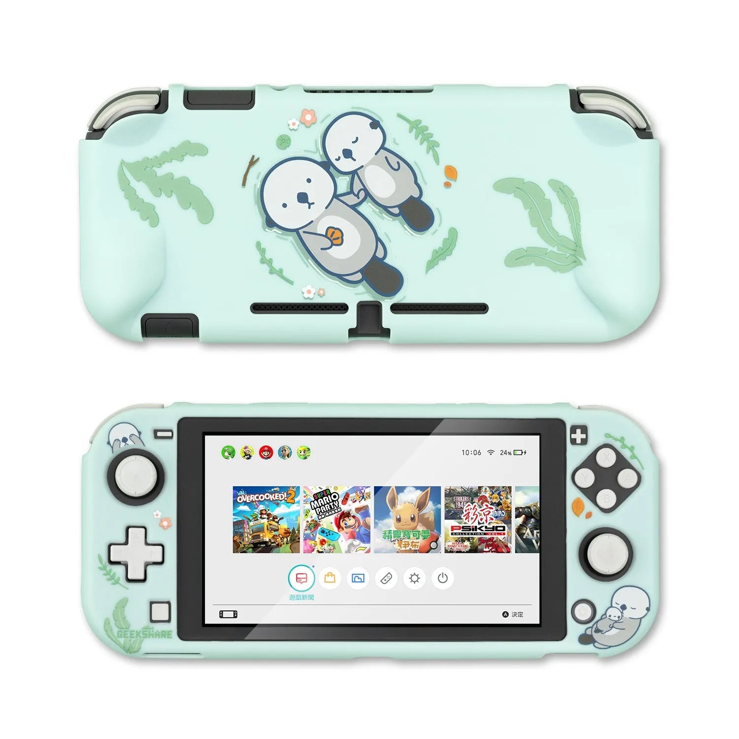 Silicone protective shell for Nintendo Switch Lite controller with back grip housing