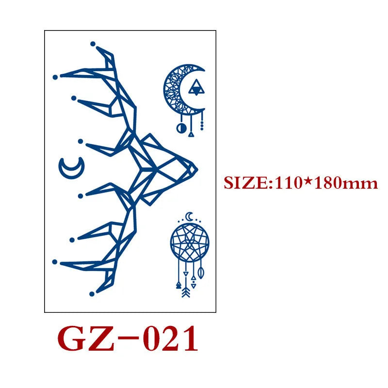 Juice Tattoo Stickers semi-permanent herbal water transfer sheet 110x180mm geometric design