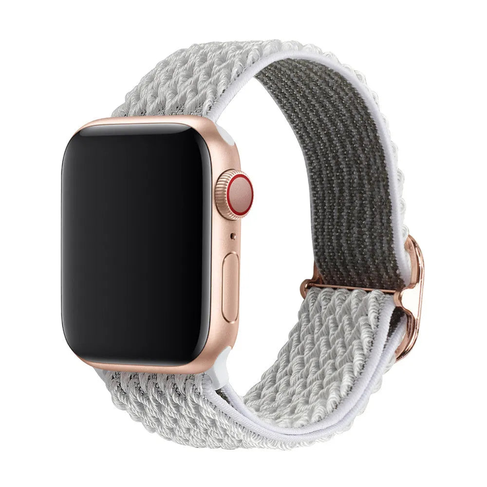 Braided nylon elastic strap with wave pattern for Apple Watch in multiple colours