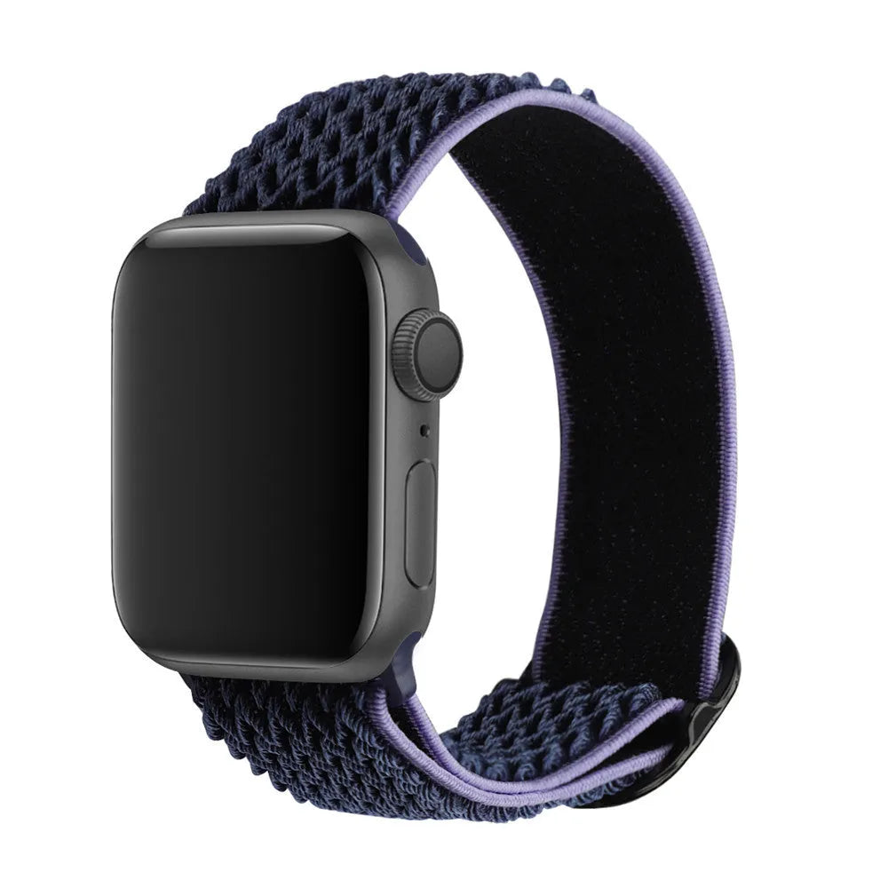 Braided nylon elastic strap with wave pattern for Apple Watch in multiple colours