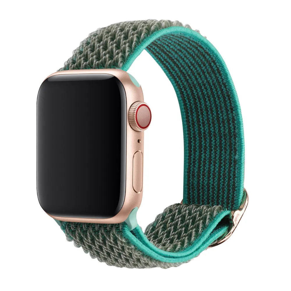 Braided nylon elastic strap with wave pattern for Apple Watch in multiple colours