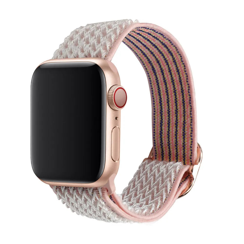 Braided nylon elastic strap with wave pattern for Apple Watch in multiple colours