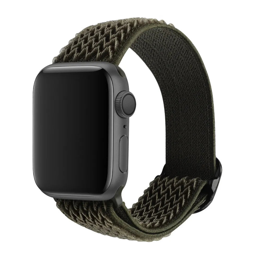 Braided nylon elastic strap with wave pattern for Apple Watch in multiple colours