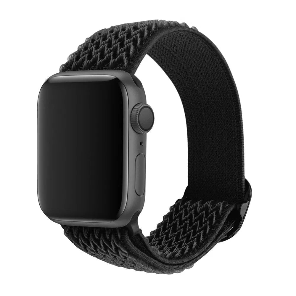 Braided nylon elastic strap with wave pattern for Apple Watch in multiple colours
