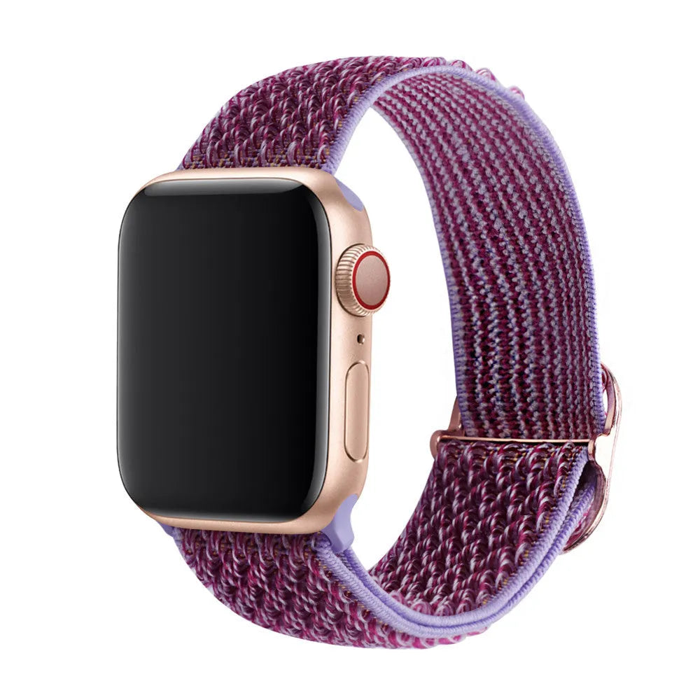 Braided nylon elastic strap with wave pattern for Apple Watch in multiple colours