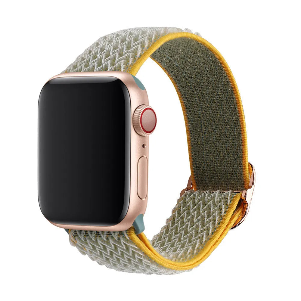 Braided nylon elastic strap with wave pattern for Apple Watch in multiple colours
