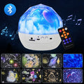 Starry sky projector lamp projecting cosmic patterns with battery power and cartoon plastic housing