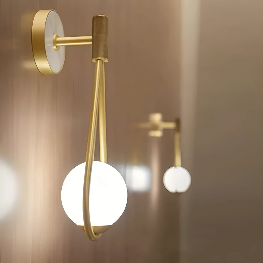 Nordic wall lamp with metal frame and glass shade, bronze milky white or copper water pattern cover, 220V