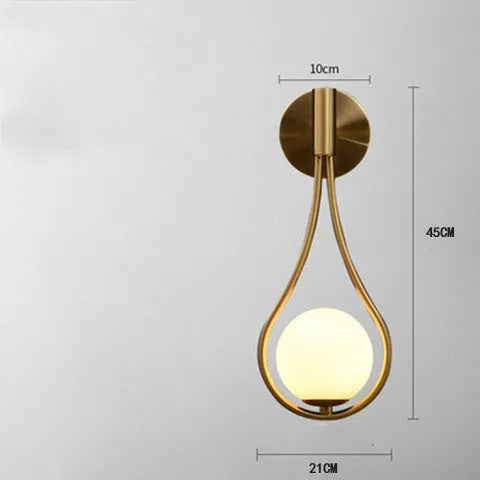 Nordic wall lamp with metal frame and glass shade, bronze milky white or copper water pattern cover, 220V