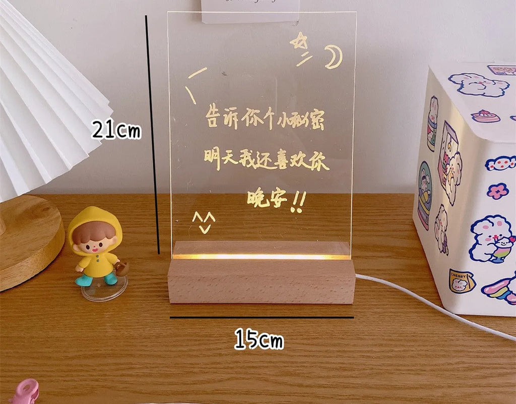 LED bedside lamp with erasable message board in one of seven style options