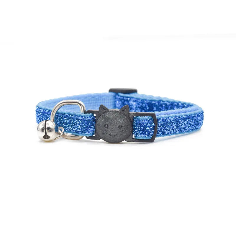 Adjustable cat collar with bell 21-34cm in blue for pet safety