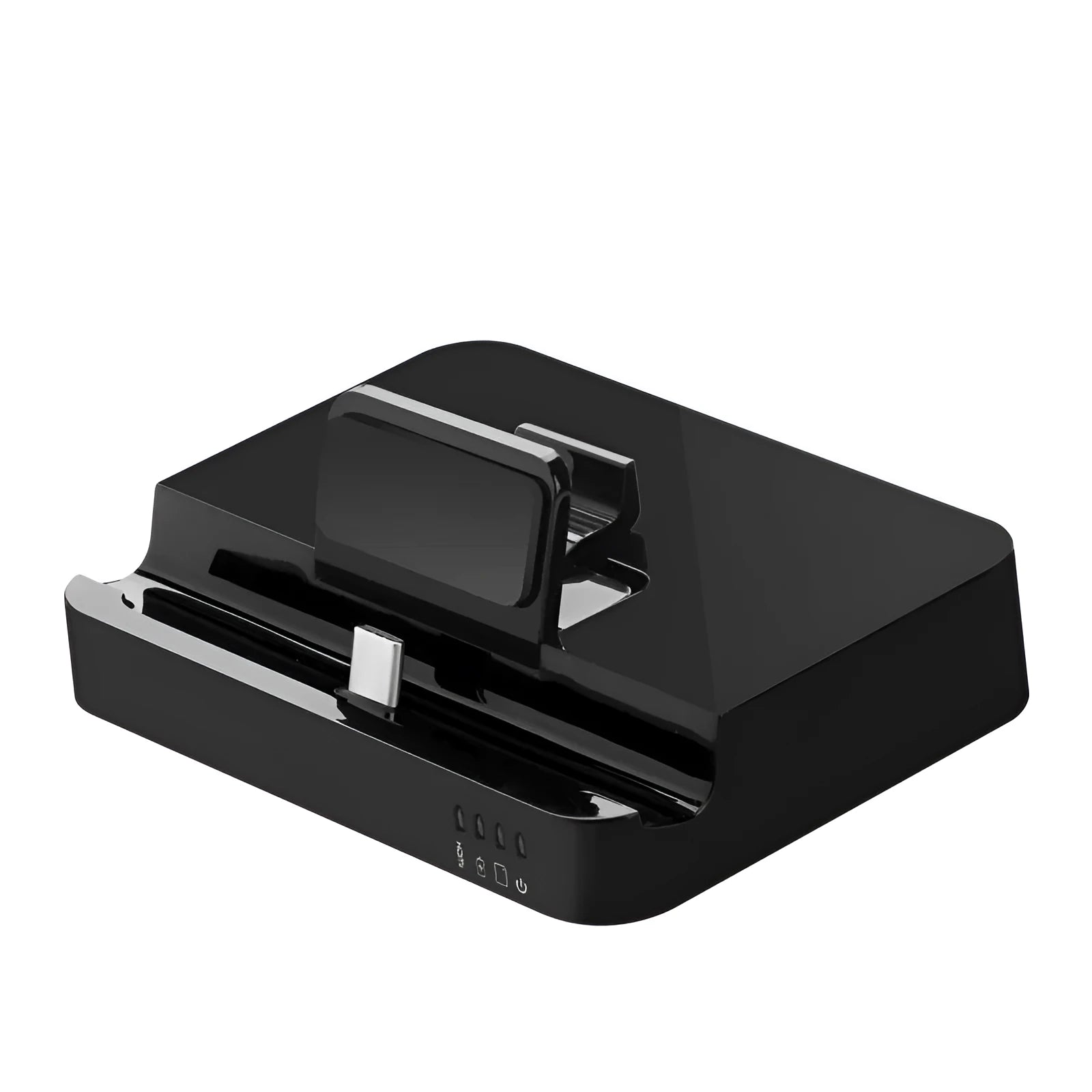 Black base mobile phone to HDMI converter dock with USB-C input for HD display connections