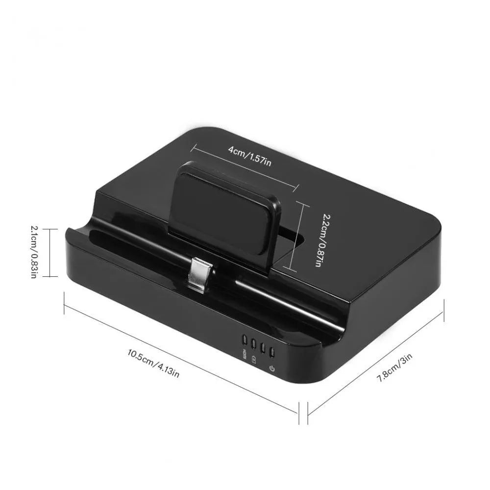 Black base mobile phone to HDMI converter dock with USB-C input for HD display connections