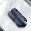 Blue wireless voice translation mouse with voice control buttons measuring 66x125x35mm