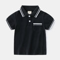 Boys white or black cotton polo shirt with round neck and short sleeves for summer