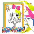 Children's one-time color-filling gouache painting drawing board with 50 paintings, pigments, pens, and palette, 19x27 cm