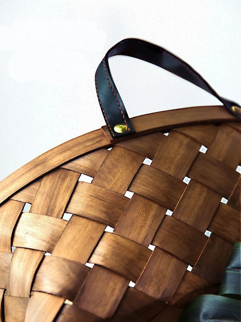 Hand-woven bamboo rattan cat bed with cushion, three sizes available