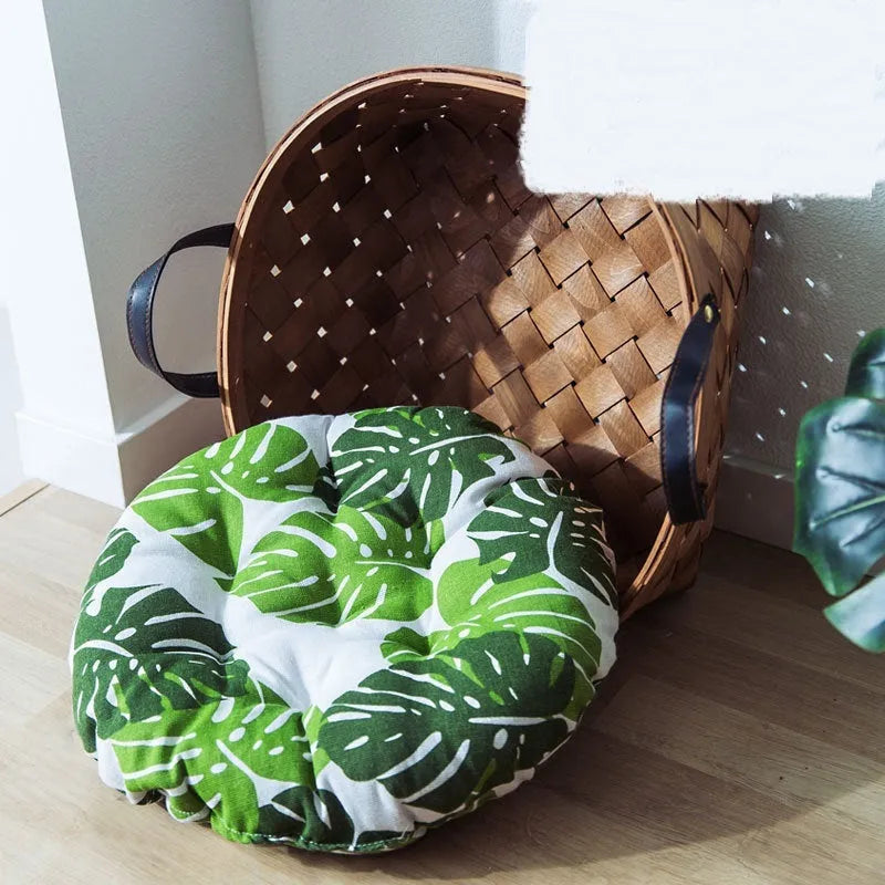Hand-woven bamboo rattan cat bed with cushion, three sizes available
