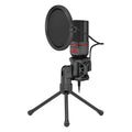 Black USB wired live broadcast microphone with external power supply for game anchors and streaming