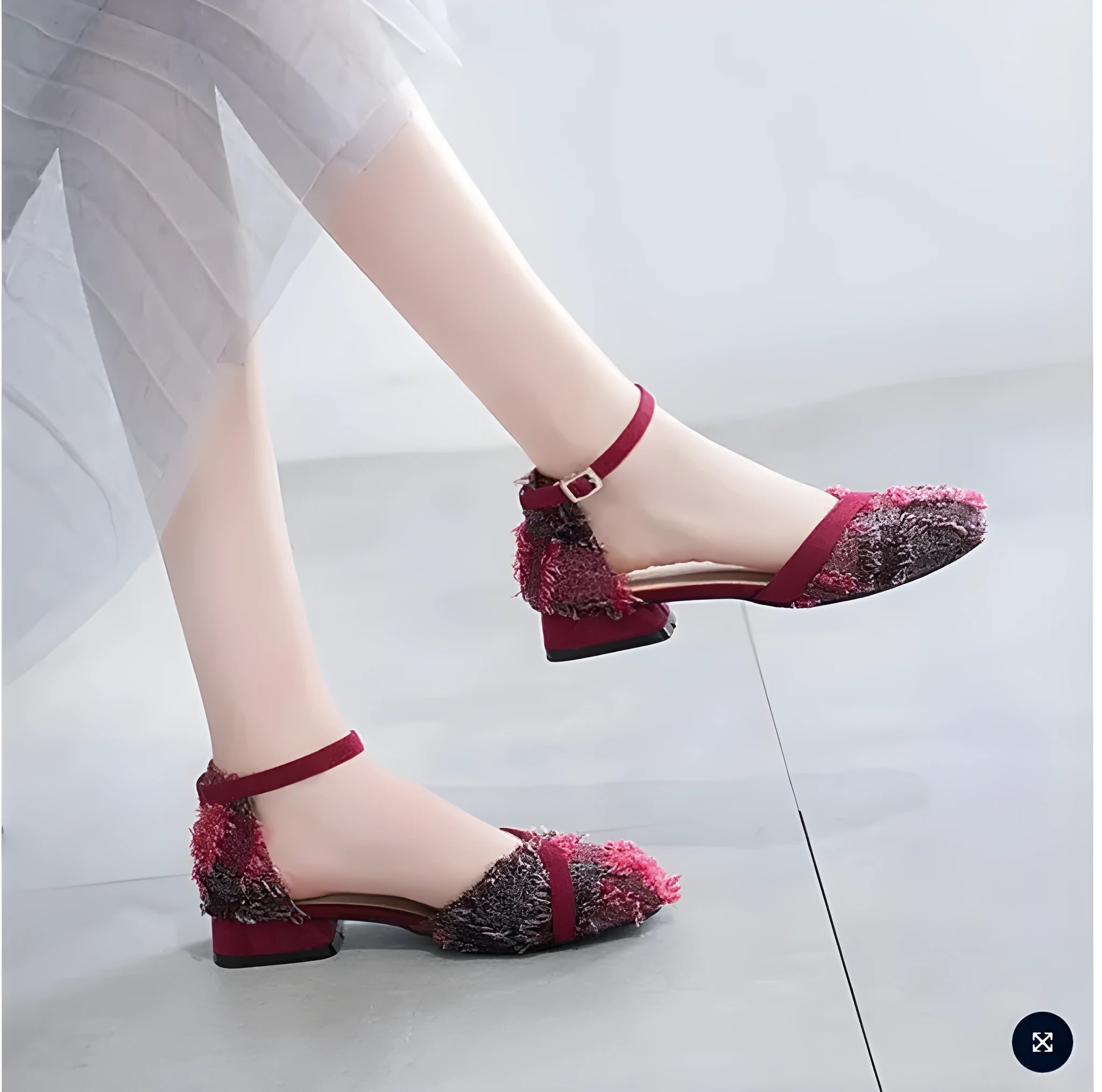 Women's apricot suede D'Orsay flats with ankle strap and 3cm low heel