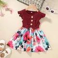 Sleeveless summer dress for a toddler girl in one of five colours: black, green, pink, red, or yellow.