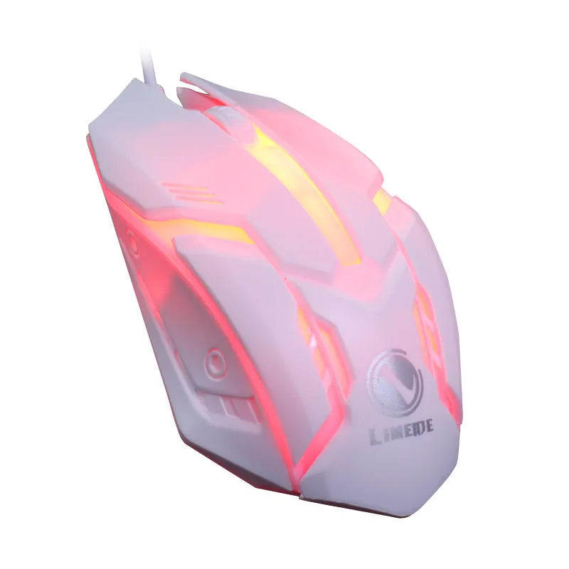 Wired luminous mouse for desktop in black or white with USB cable